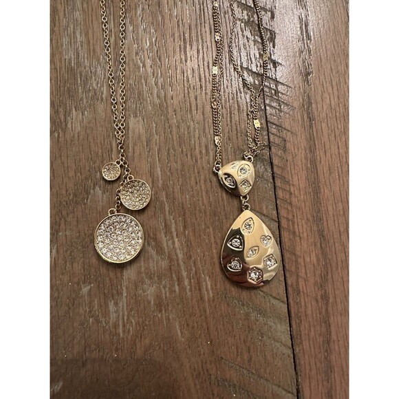 NEW Vince Camuto Necklaces Lot Of 2 Gold Tone Long Jewelry - Picture 1 of 11